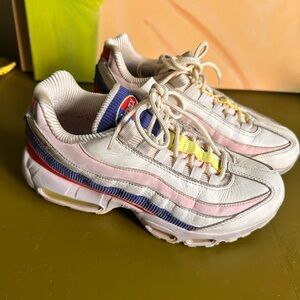 Nike Women’s Multicolor Leather & Mesh Sneakers — Pink, Blue, Yellow, Red, Cream